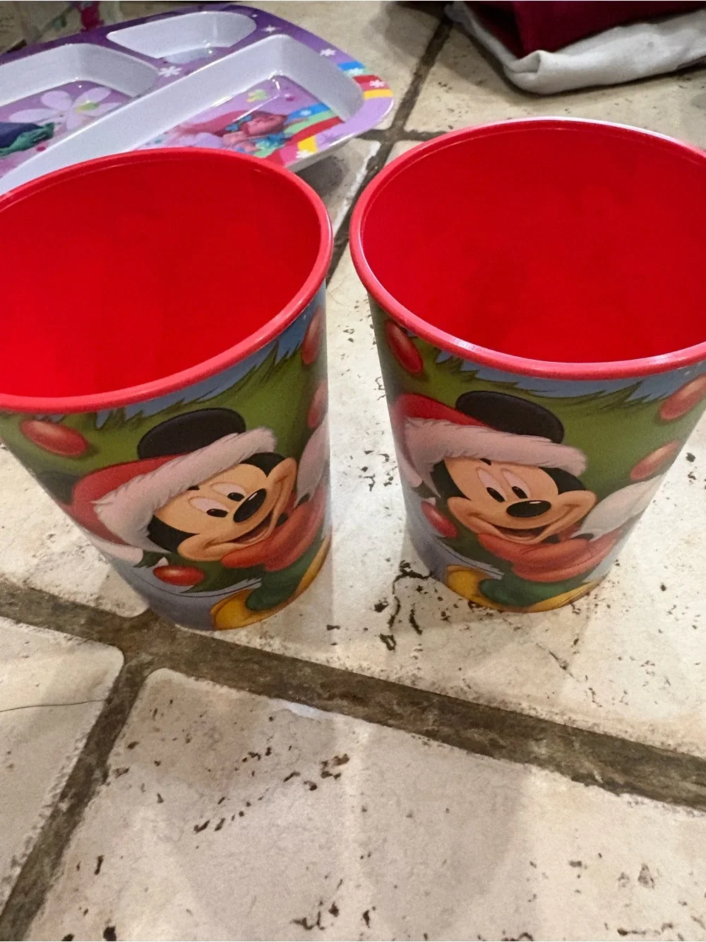 Disney Mickey Mouse Holiday Party Cup in Red, Green, Blue set of 2
